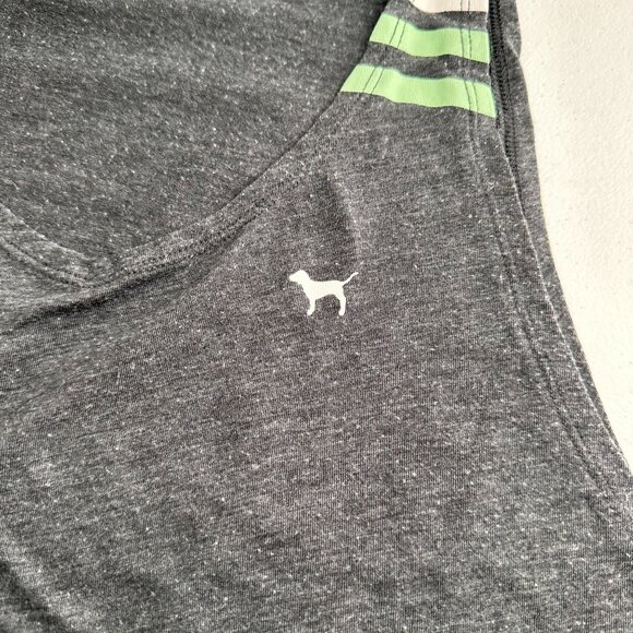 Victorias Secret Pink Racerback Tank Top S Charcoal Gray Striped Shoulder Y2K - Picture 9 of 9